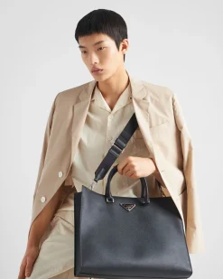 Hombre Prada BOLSOS GRANDES^Bolso Tote De Piel Saffiano
