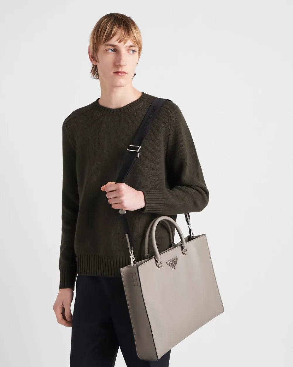 Hombre Prada BOLSOS GRANDES^Bolso Tote De Piel Saffiano