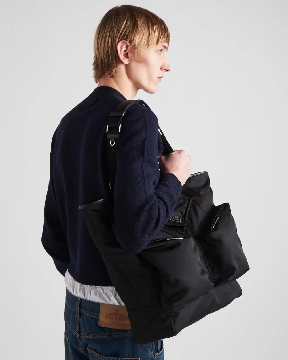 Hombre Prada BOLSOS GRANDES^Bolso Tote De Piel Y Re-nylon