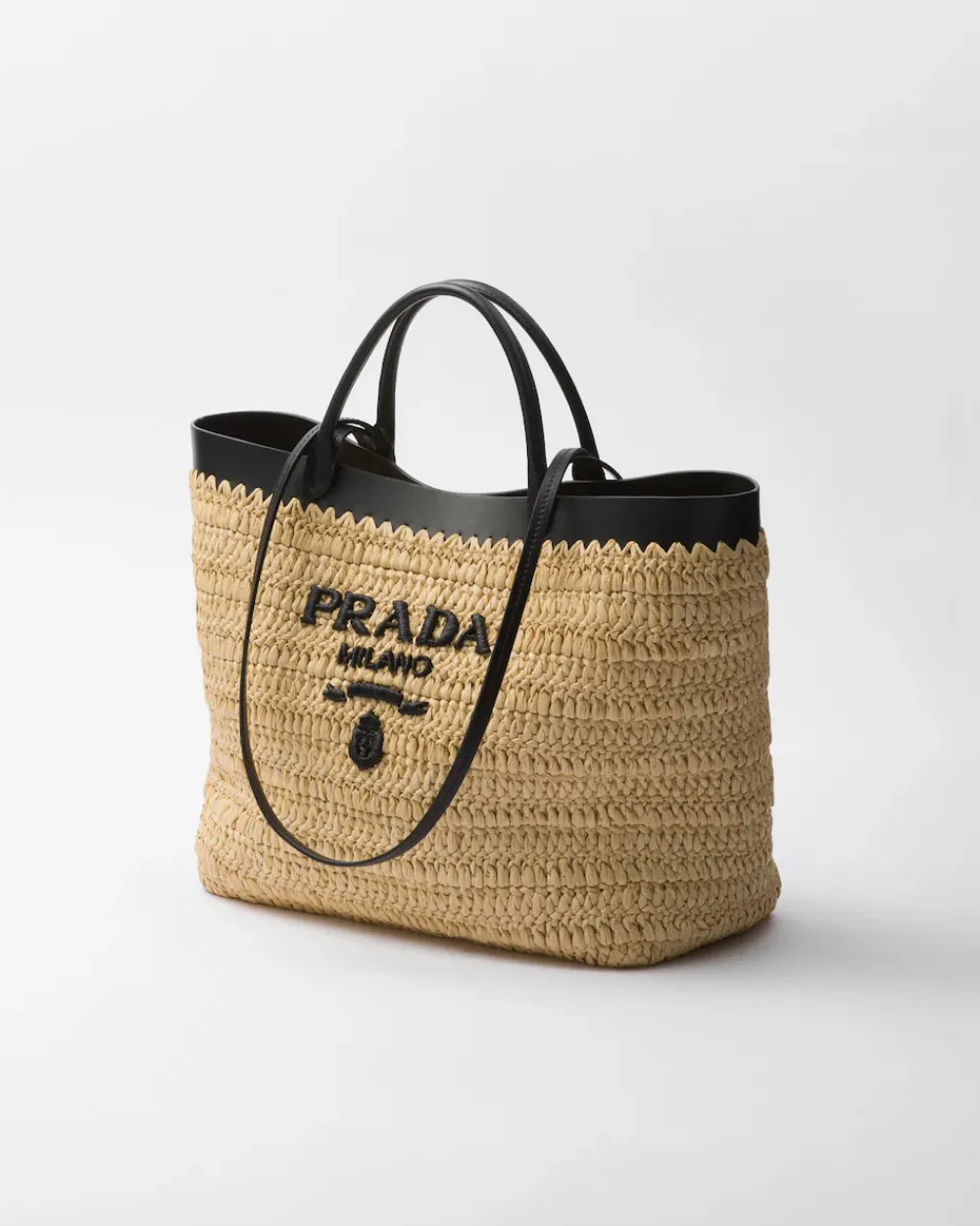 Mujer Prada PRADA SUMMER BAGS|BOLSOS GRANDES^Bolso Tote De Tamaño Medio En Tejido Trenzado Y Piel