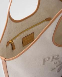 Mujer Prada PRADA SUMMER BAGS|BOLSOS GRANDES^Bolso Tote Grande De Mezcla De Lino Y Piel