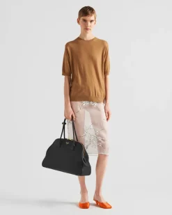 Mujer Prada BOLSOS GRANDES|BOLSOS GRANDES^Bolso Tote Grande De Piel Con Cierre De Cremallera