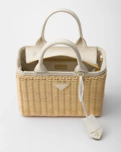Mujer Prada PRADA SUMMER BAGS|BOLSOS GRANDES^Bolso Tote Mediano De Tejido Trenzado Y Mezcla De Lino