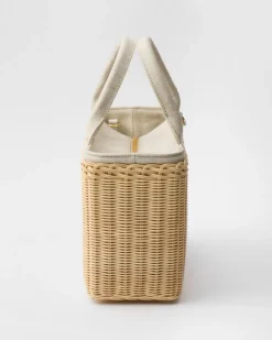Mujer Prada PRADA SUMMER BAGS|BOLSOS GRANDES^Bolso Tote Mediano De Tejido Trenzado Y Mezcla De Lino