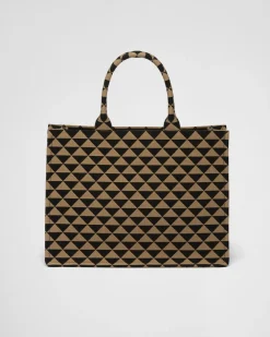 Hombre Prada BOLSOS GRANDES^Bolso Tote Symbole De Tela Bordada