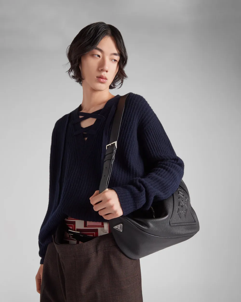 Hombre Prada BOLSOS MENSAJEROS^Bolso Triangular De Piel