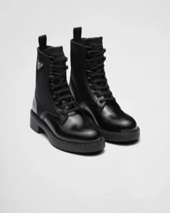 Mujer Prada BOTINAS Y BOTAS^Botas De Piel Cepillada Y Re-nylon