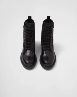 Mujer Prada BOTINAS Y BOTAS^Botas De Piel Cepillada Y Re-nylon