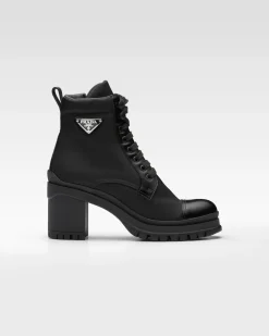 Mujer Prada BOTINAS Y BOTAS^Botines De Cordones De Piel Cepillada Y Re-nylon