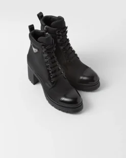 Mujer Prada BOTINAS Y BOTAS^Botines De Cordones De Piel Cepillada Y Re-nylon