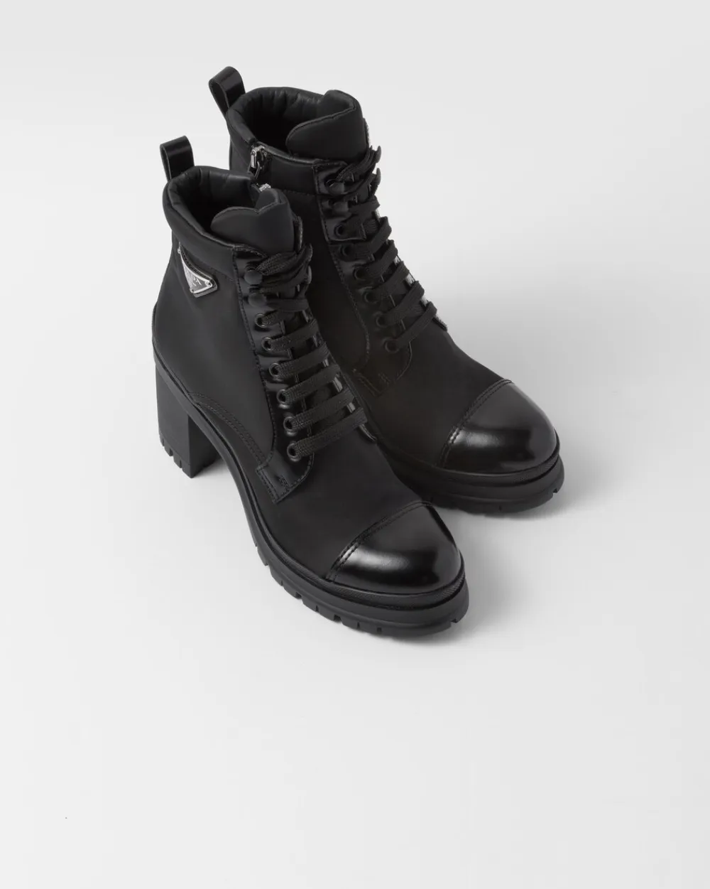 Mujer Prada BOTINAS Y BOTAS^Botines De Cordones De Piel Cepillada Y Re-nylon