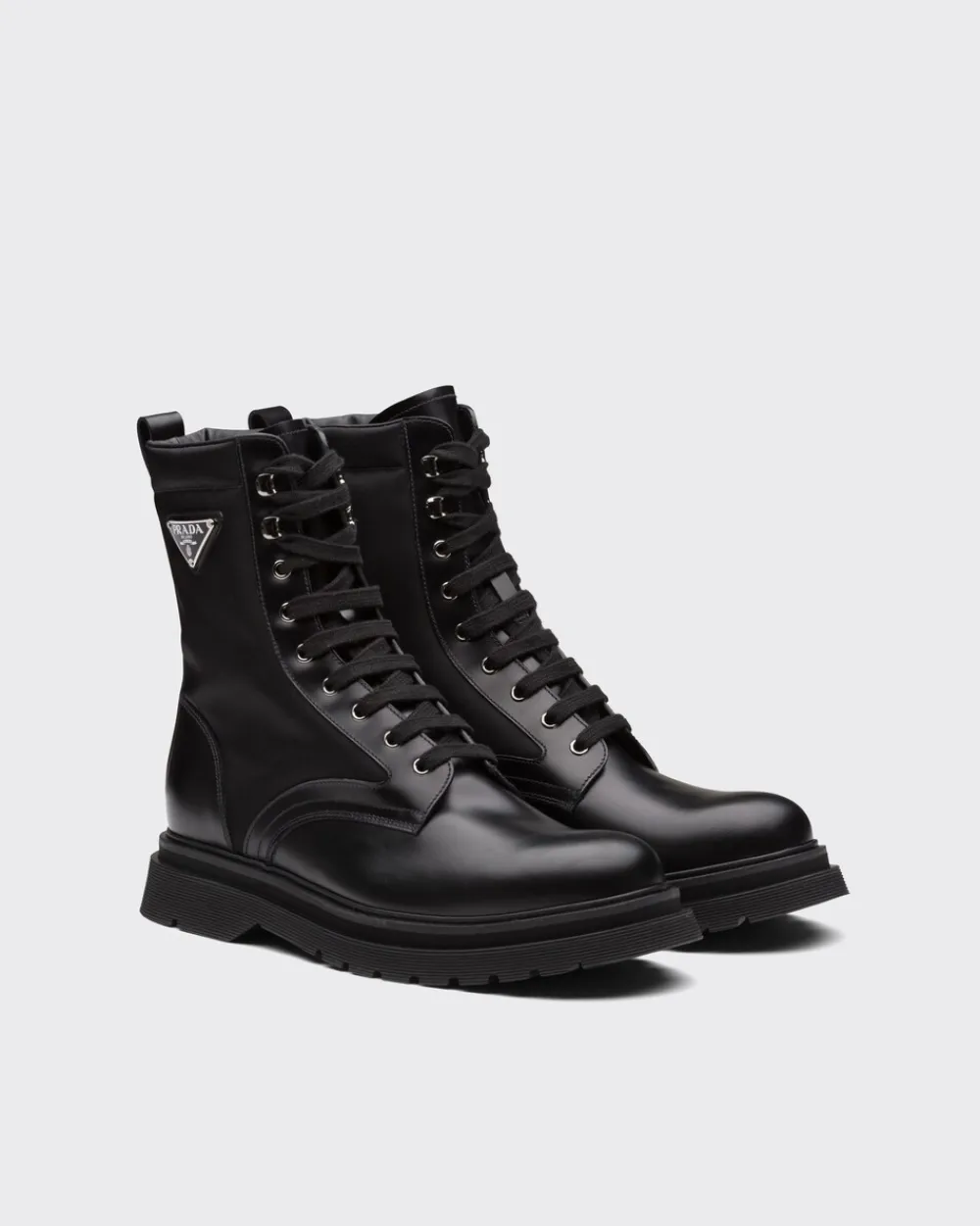 Hombre Prada BOTAS^Botines De Re-nylon Y Piel Rois Cepillada