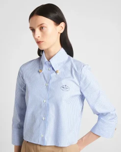 Mujer Prada CAMISAS Y TOPS^Camisa A Rayas Con Bordado