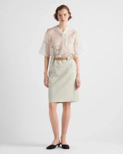 Mujer Prada CAMISAS Y TOPS^Camisa Con Bordado Superpuesto