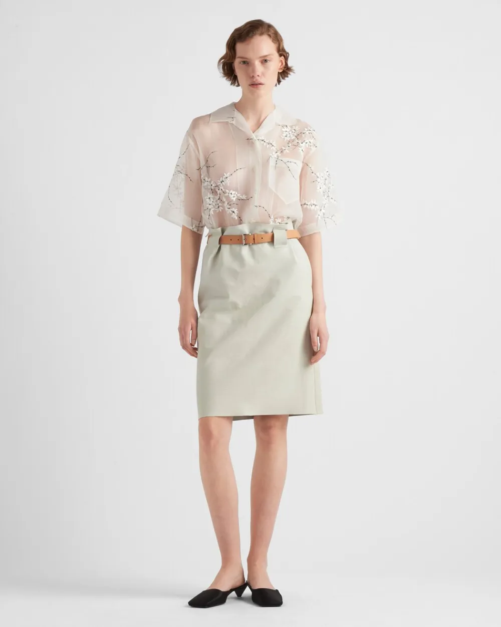 Mujer Prada CAMISAS Y TOPS^Camisa Con Bordado Superpuesto