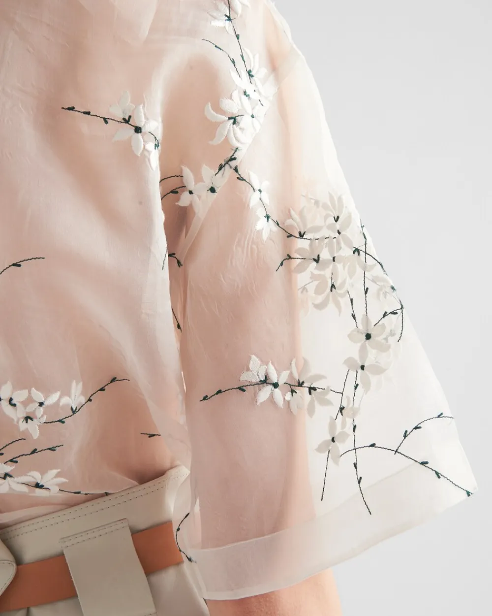 Mujer Prada CAMISAS Y TOPS^Camisa Con Bordado Superpuesto