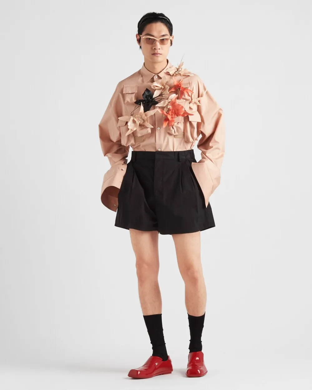 Hombre Prada CAMISAS^Camisa De Algodón Con Apliques Florales
