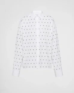 Hombre Prada CAMISAS^Camisa De Algodón Con Arandelas