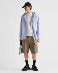 Hombre Prada CAMISAS^Camisa De Algodón Con Capucha