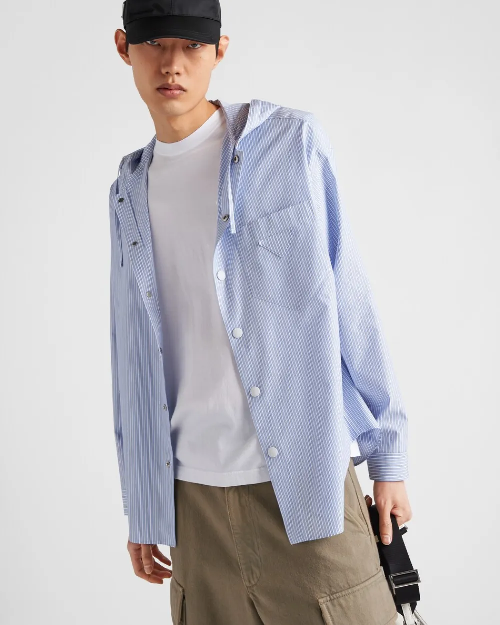 Hombre Prada CAMISAS^Camisa De Algodón Con Capucha
