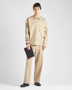Hombre Prada CAMISAS^Camisa De Algodón Con Cremallera