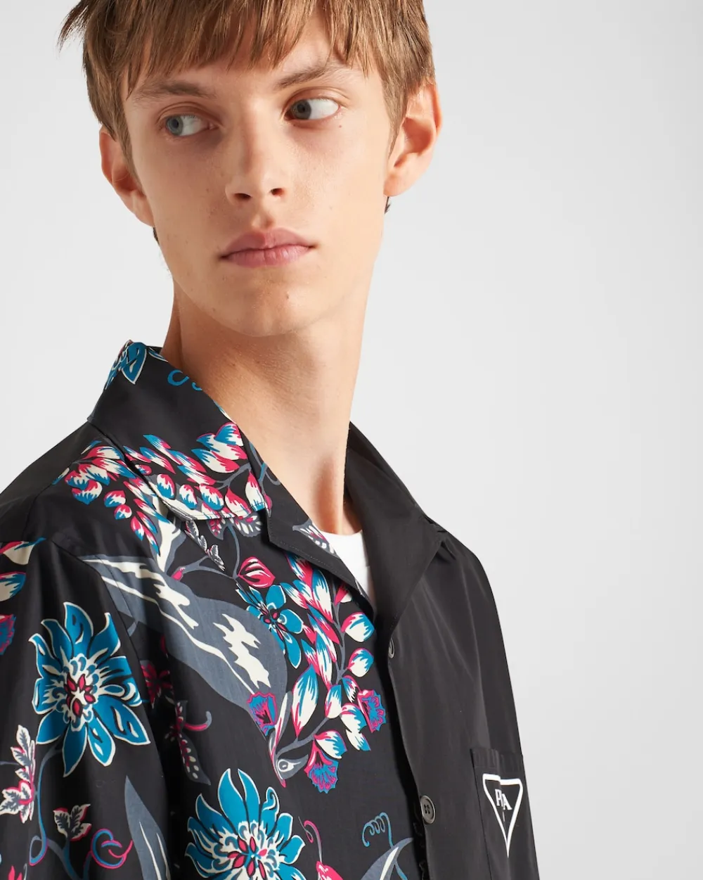 Hombre Prada CAMISAS^Camisa De Algodón De Manga Corta