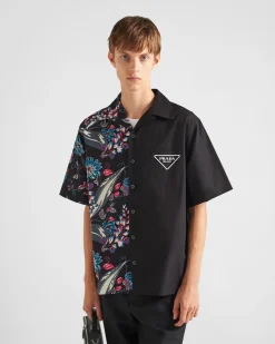 Hombre Prada CAMISAS^Camisa De Algodón De Manga Corta