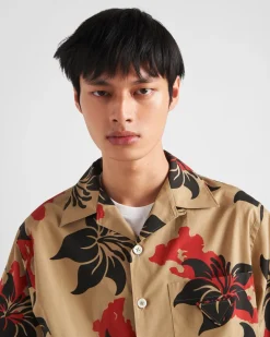 Hombre Prada CAMISAS^Camisa De Algodón De Manga Corta