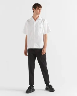 Hombre Prada CAMISAS^Camisa De Algodón De Manga Corta
