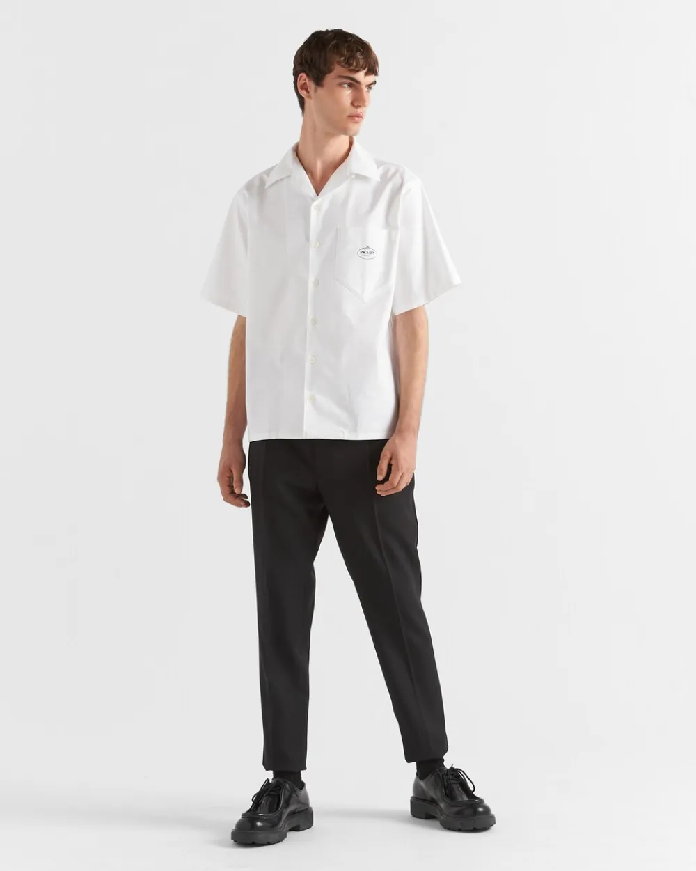 Hombre Prada CAMISAS^Camisa De Algodón De Manga Corta