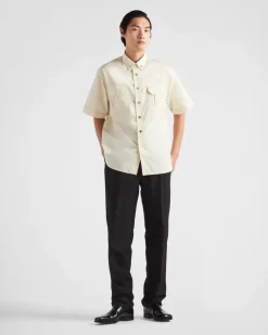 Hombre Prada CAMISAS^Camisa De Algodón De Manga Corta