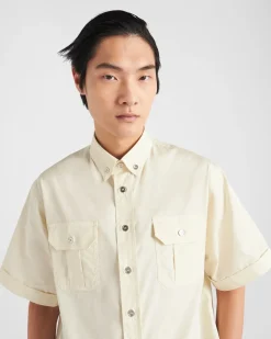 Hombre Prada CAMISAS^Camisa De Algodón De Manga Corta