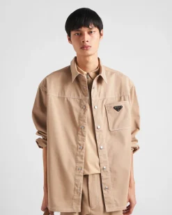 Hombre Prada CAMISAS^Camisa De Algodón Elástico
