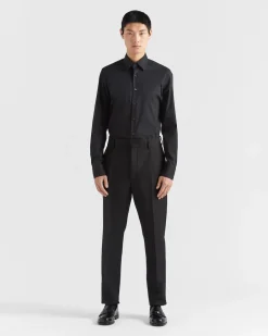 Hombre Prada CAMISAS^Camisa De Algodón Elástico