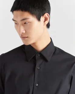 Hombre Prada CAMISAS^Camisa De Algodón Elástico