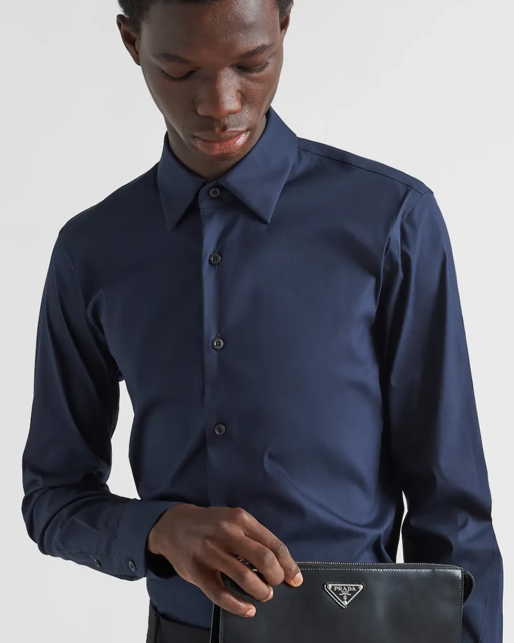 Hombre Prada CAMISAS^Camisa De Algodón Elástico