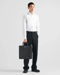 Hombre Prada CAMISAS^Camisa De Algodón Elástico