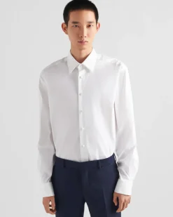 Hombre Prada CAMISAS^Camisa De Algodón Elástico