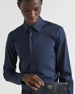 Hombre Prada CAMISAS^Camisa De Algodón Elástico