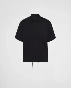 Hombre Prada CAMISAS^Camisa De Algodón Elástico De Manga Corta