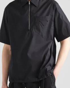 Hombre Prada CAMISAS^Camisa De Algodón Elástico De Manga Corta