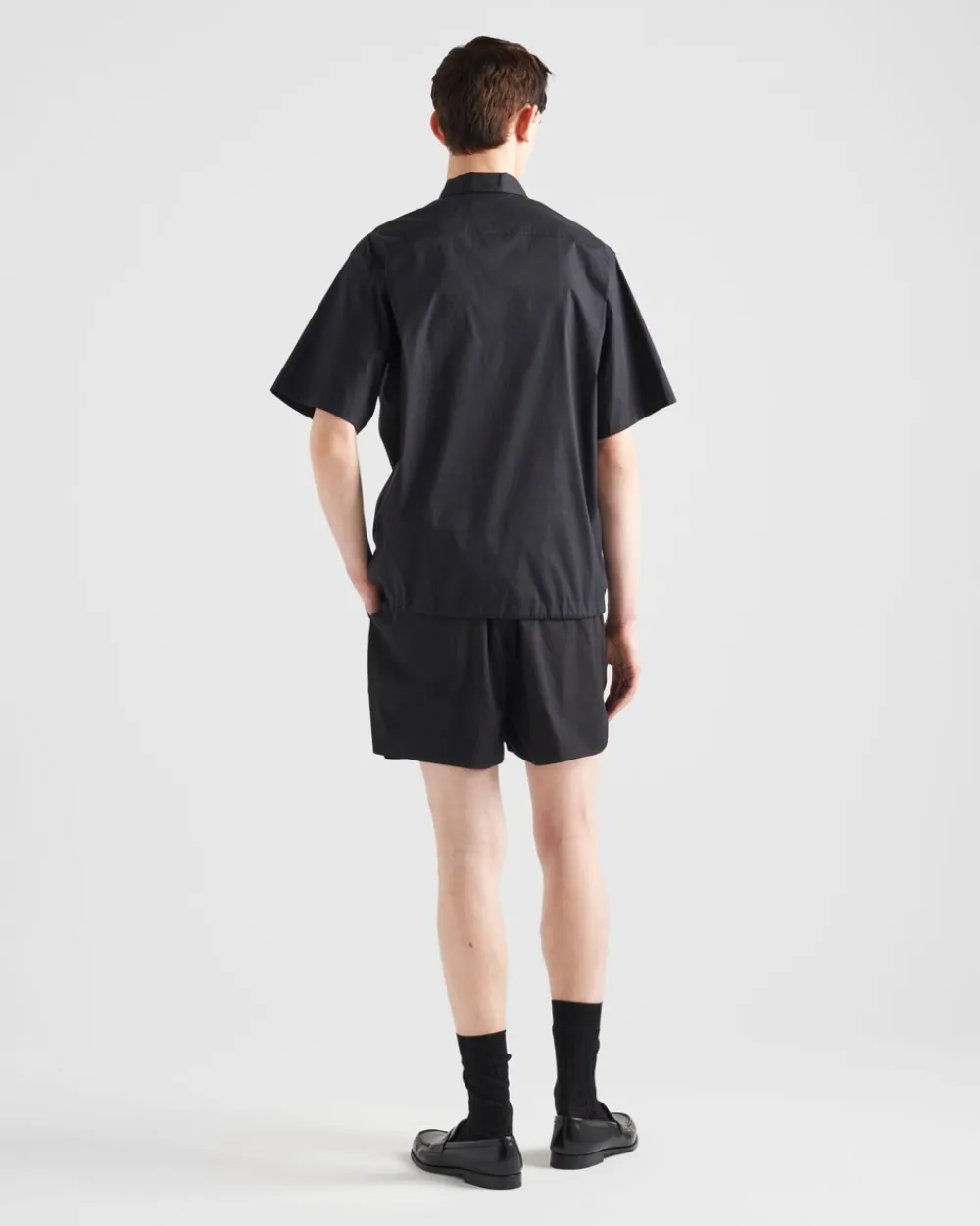 Hombre Prada CAMISAS^Camisa De Algodón Elástico De Manga Corta