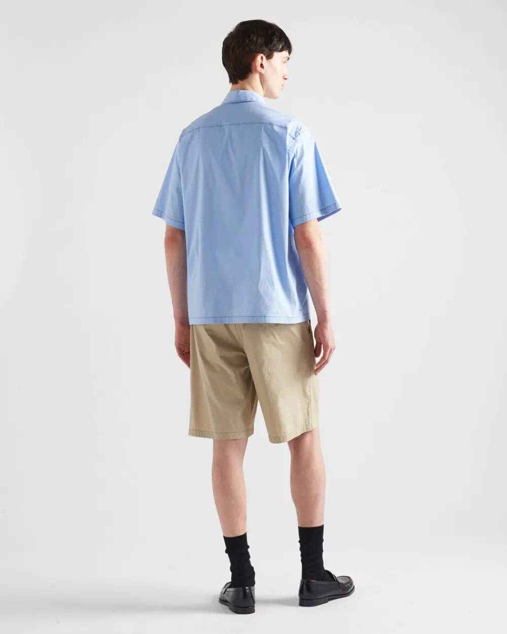 Hombre Prada CAMISAS^Camisa De Algodón Elástico De Manga Corta