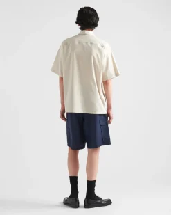 Hombre Prada CAMISAS^Camisa De Algodón Elástico De Manga Corta
