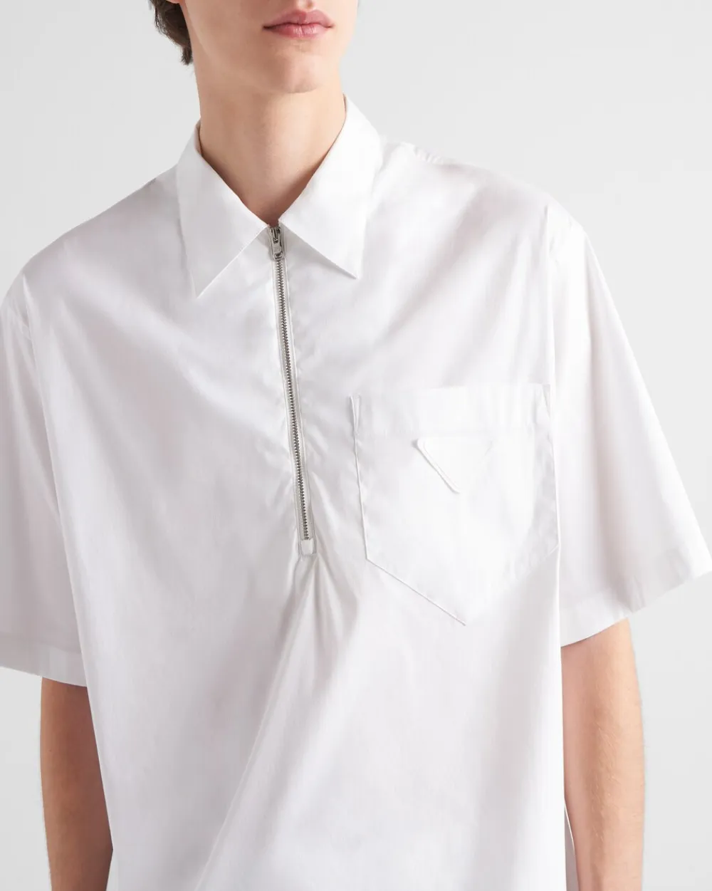 Hombre Prada CAMISAS^Camisa De Algodón Elástico De Manga Corta