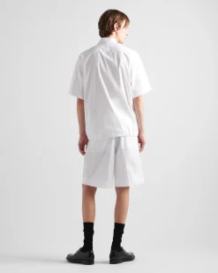 Hombre Prada CAMISAS^Camisa De Algodón Elástico De Manga Corta