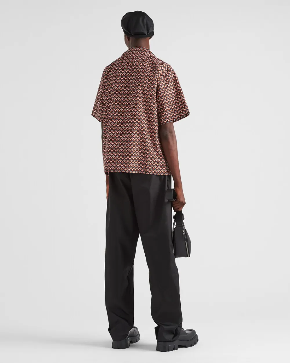 Hombre Prada CAMISAS^Camisa De Algodón Estampado De Manga Corta