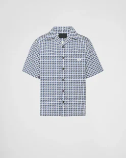 Hombre Prada CAMISAS^Camisa De Algodón Estampado De Manga Corta
