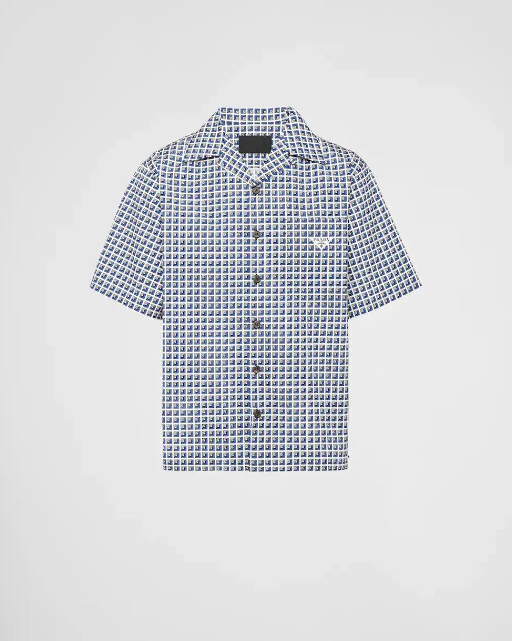 Hombre Prada CAMISAS^Camisa De Algodón Estampado De Manga Corta