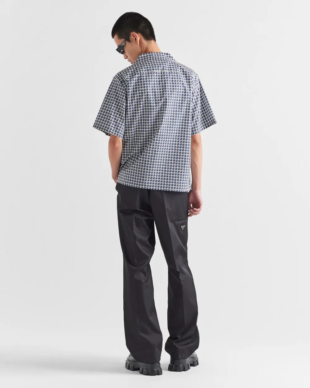 Hombre Prada CAMISAS^Camisa De Algodón Estampado De Manga Corta